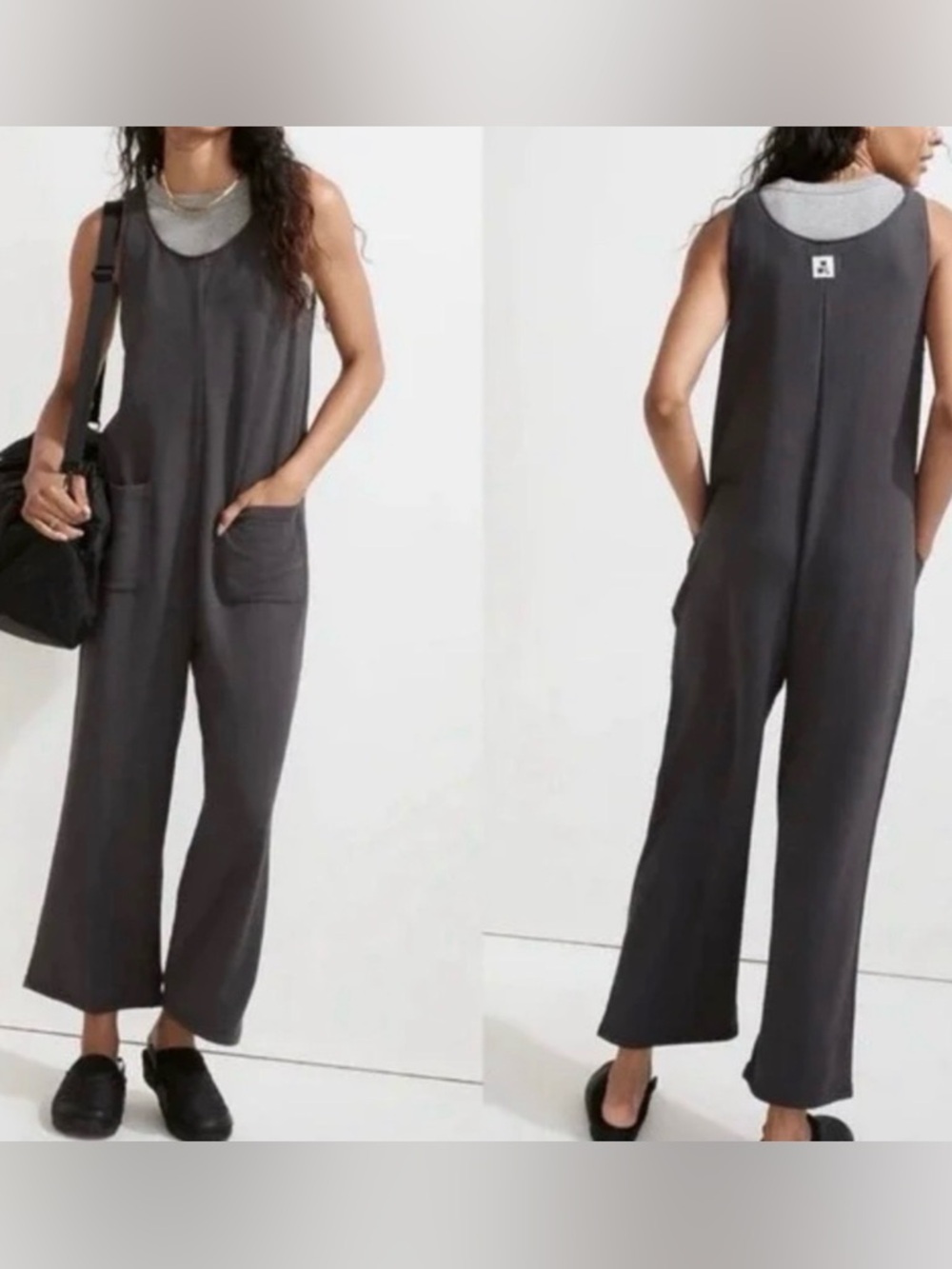 MWL by Madewell Broadway Jumpsuit Charcoal Grey Large - Picture 1 of 12